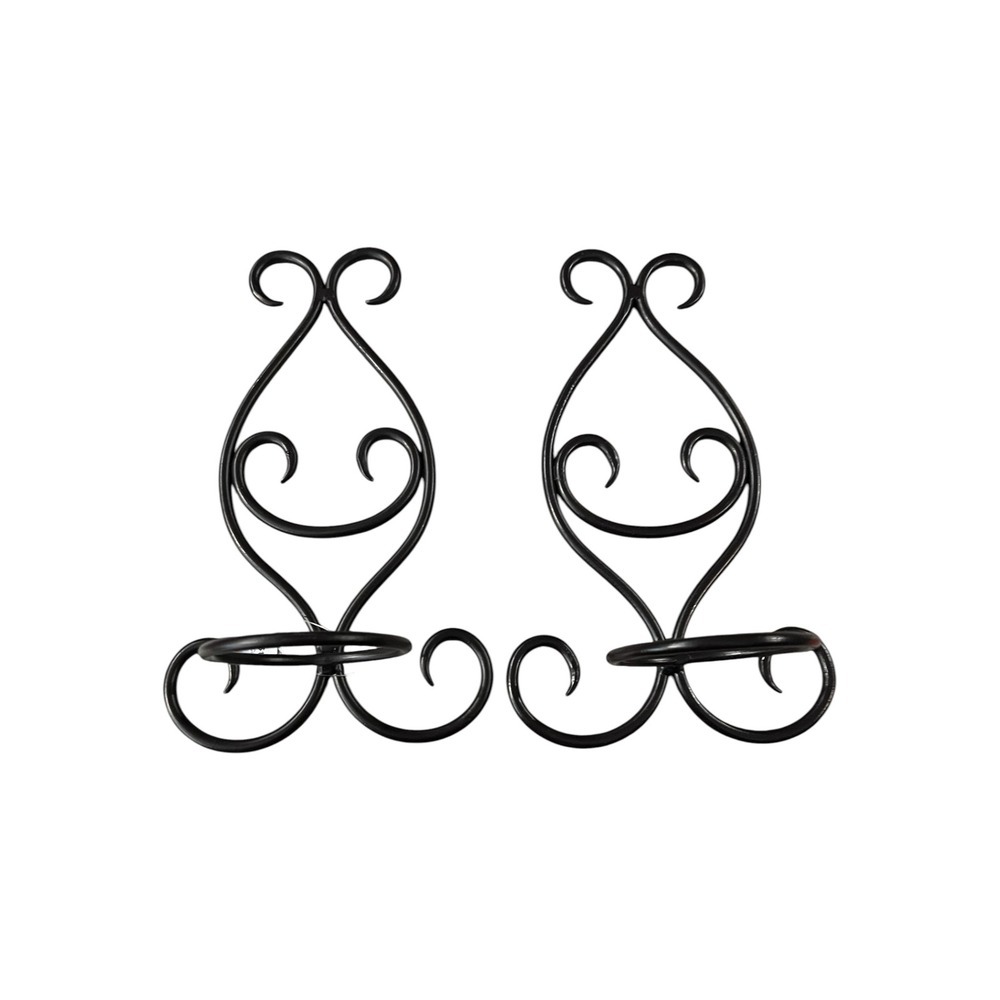 NWT - Hobby Lobby Brown Wrought Iron Scroll Wall Sconce Candle Holders Set of 2